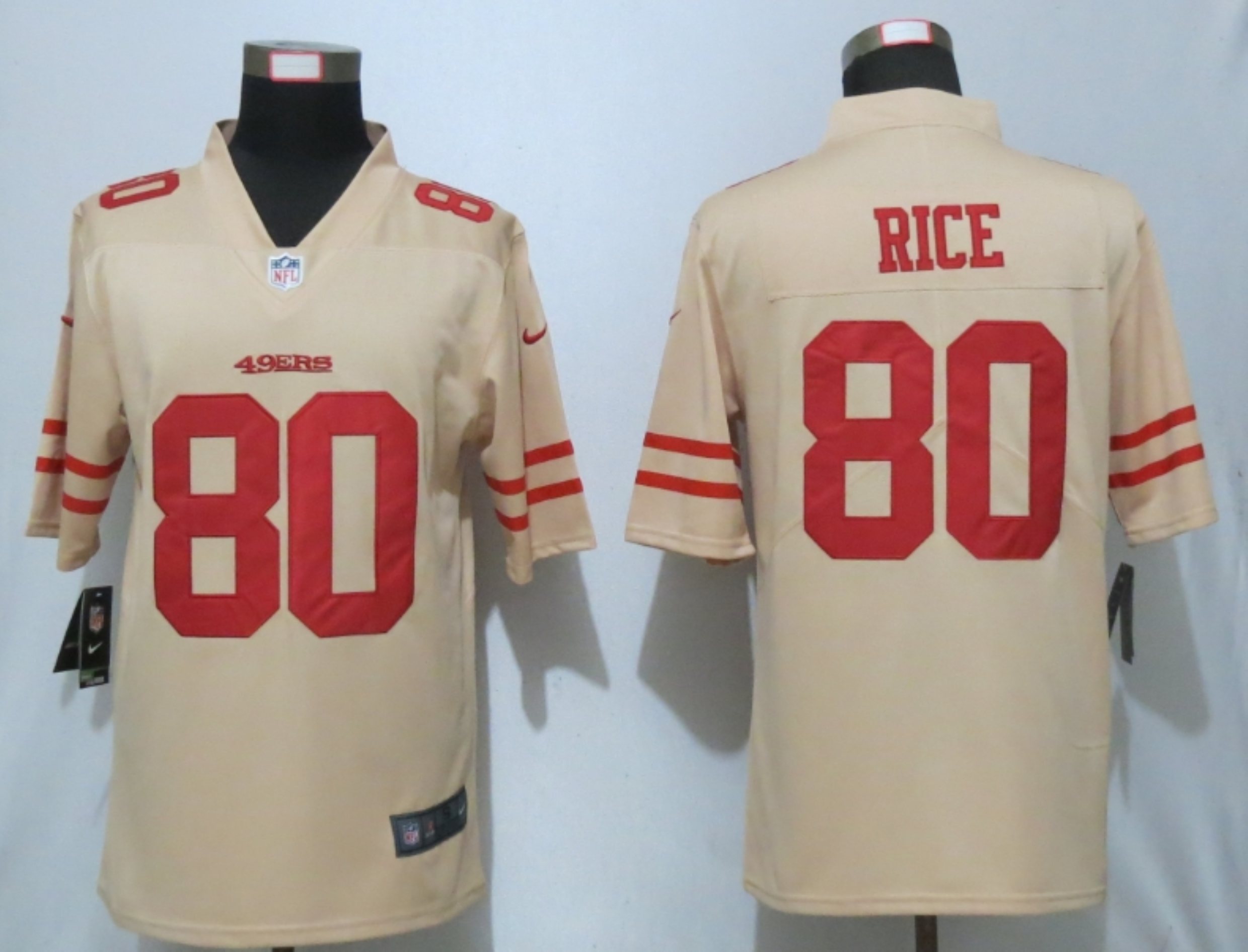 Men New Nike San Francisco 49ers #80 Rice 2019 Vapor Untouchable Gold Inverted Legend Jersey